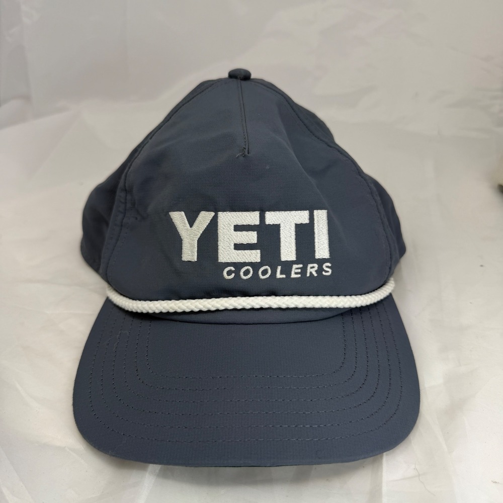 YETI Coolers Slate Blue Nylon Rope Hat Snapback Embroidered Logo Cap Mens OSFM